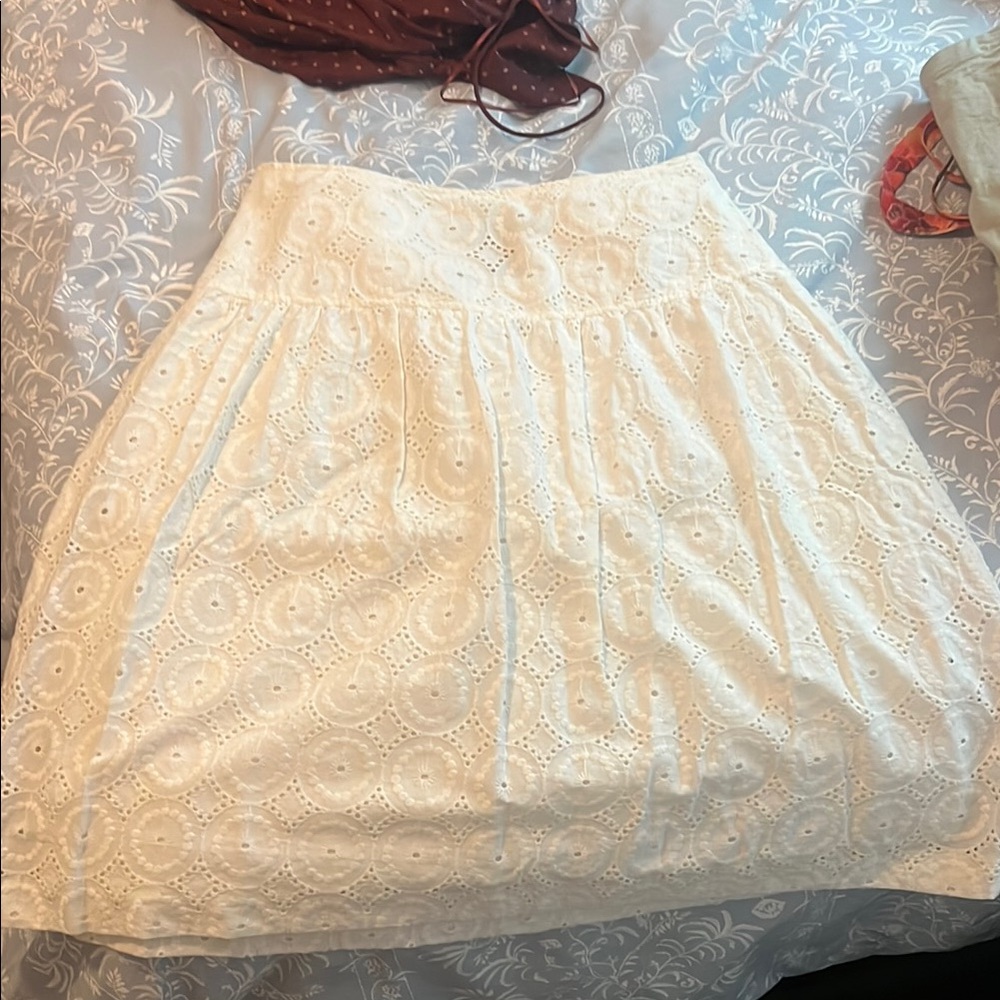 Elegant White Eyelet Skirt